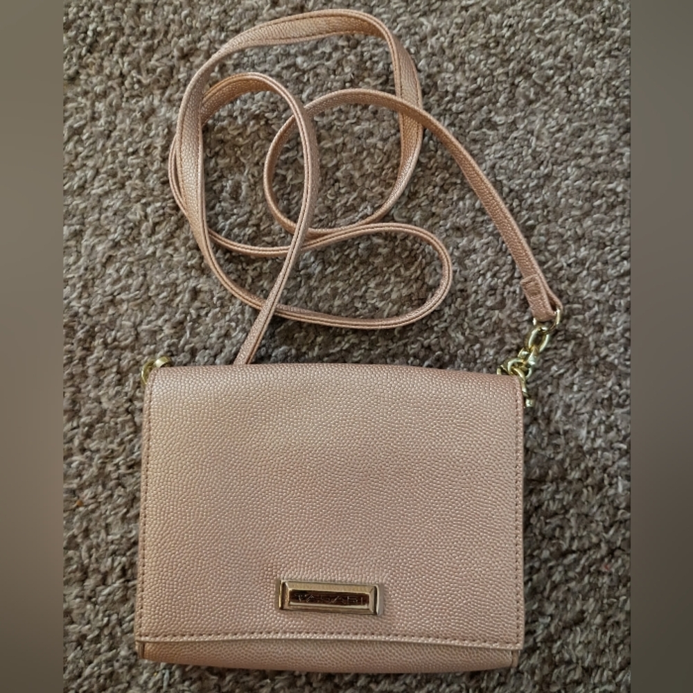 TAHARI, Crossbody, Rose Gold, 4"X6", Zipper Interior Pocket, Pebble Faux Leather